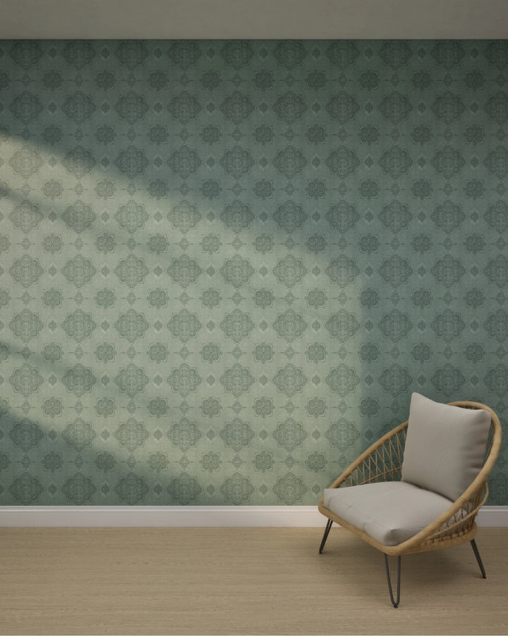 Boho Marrakech Geometric Mandala Wallpaper – Teal