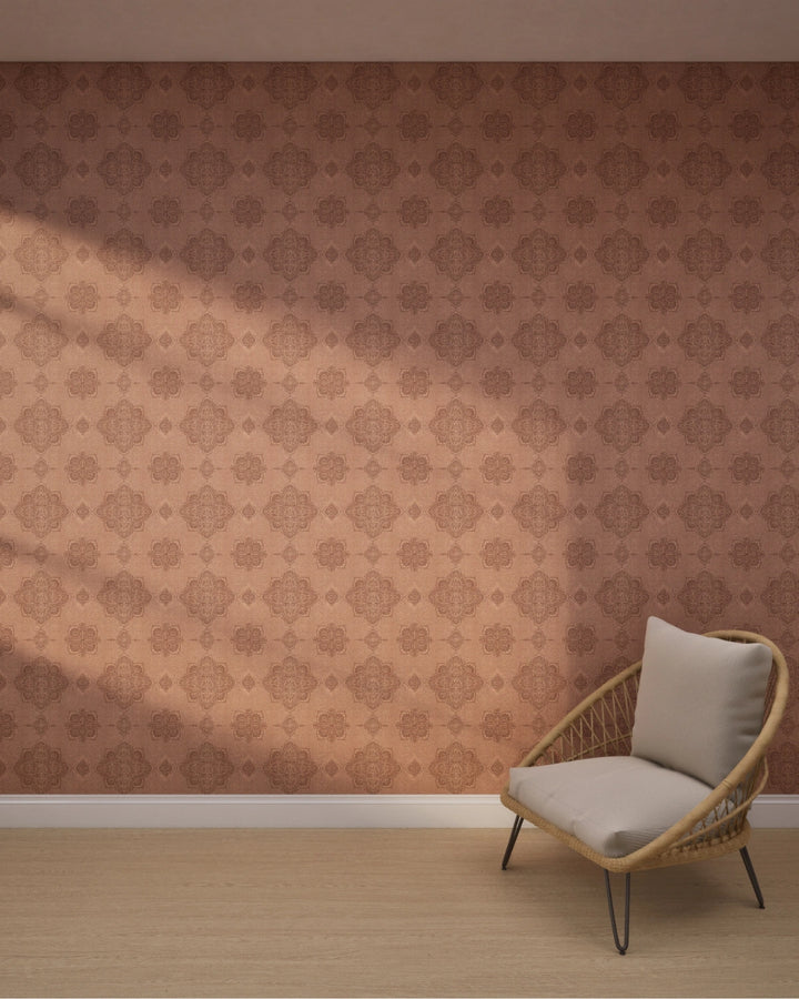 Boho Marrakech Geometric Mandala Wallpaper – Terracotta