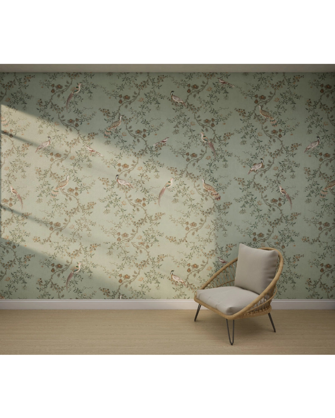 Vintage Chinoiseries Vines & Birds Wallpaper – Garden Mint
