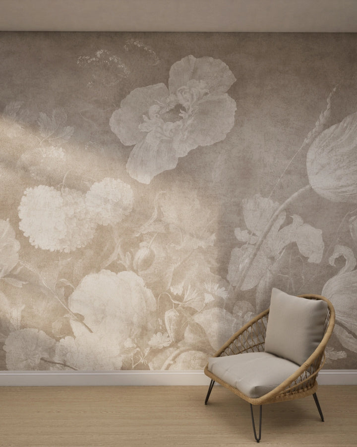 Moody Baroque Florals Wallpaper – Ivory