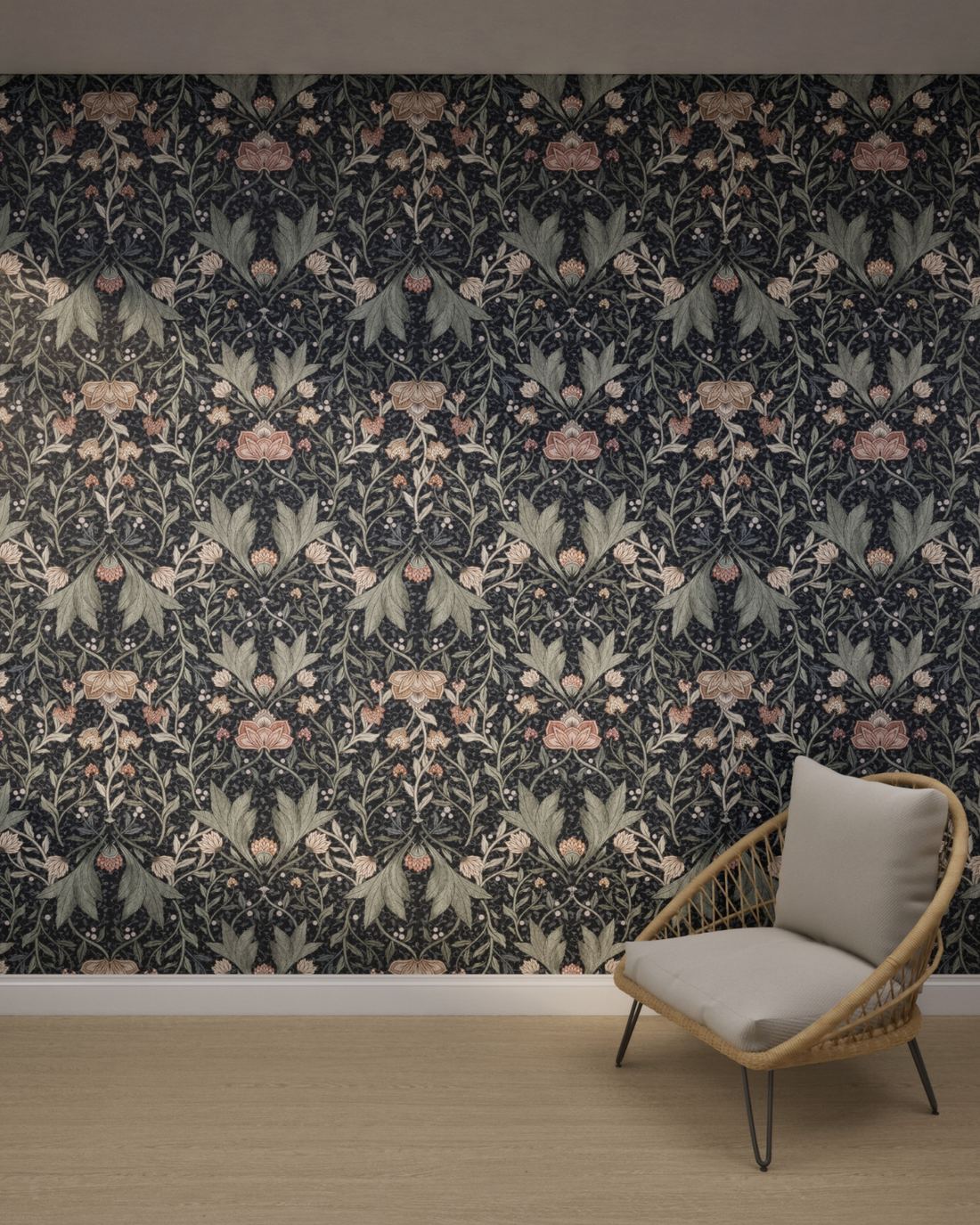 Lotus Noctura Navy Wallpaper