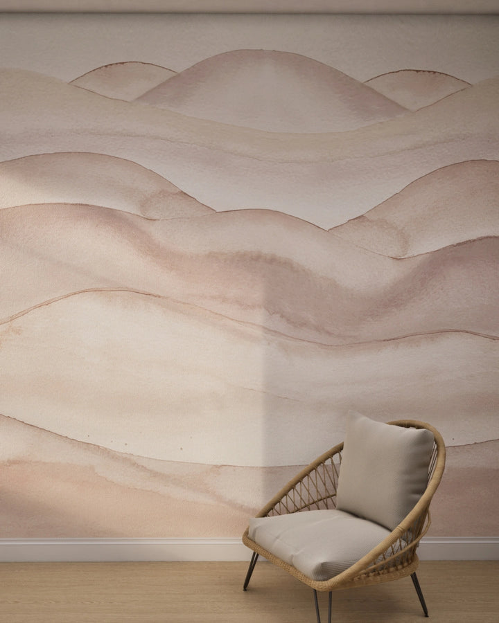 Ombre Abstract Watercolour Landscape Wallpaper – Soft Coral