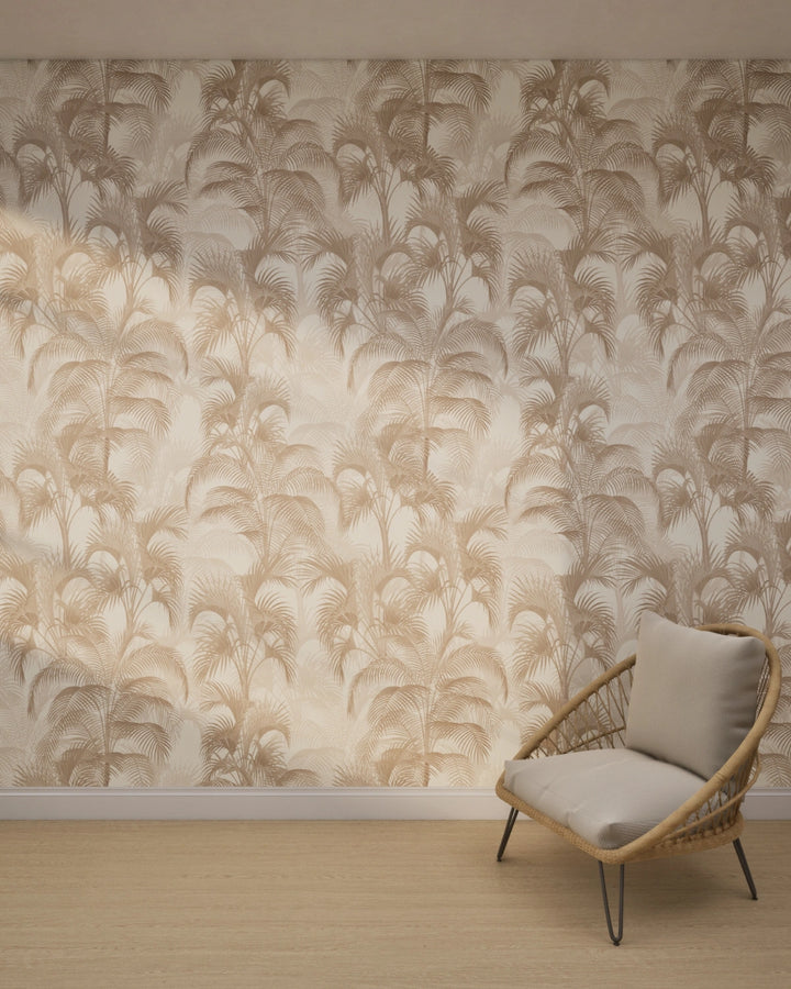 Vintage Tropical Palm Leaves Wallpaper – Beige