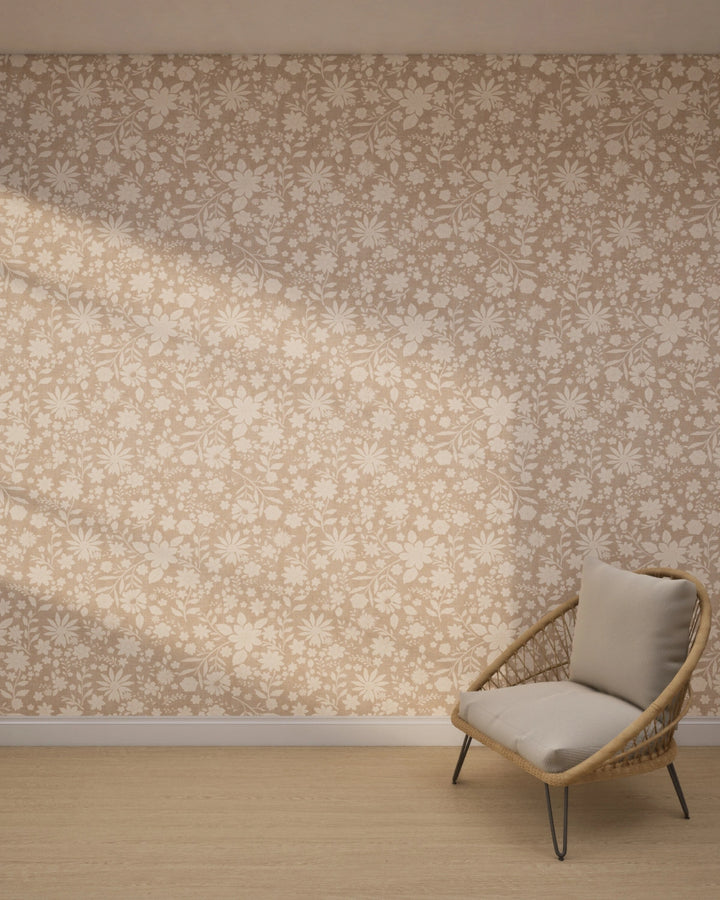 Daisy Taupe Wallpaper