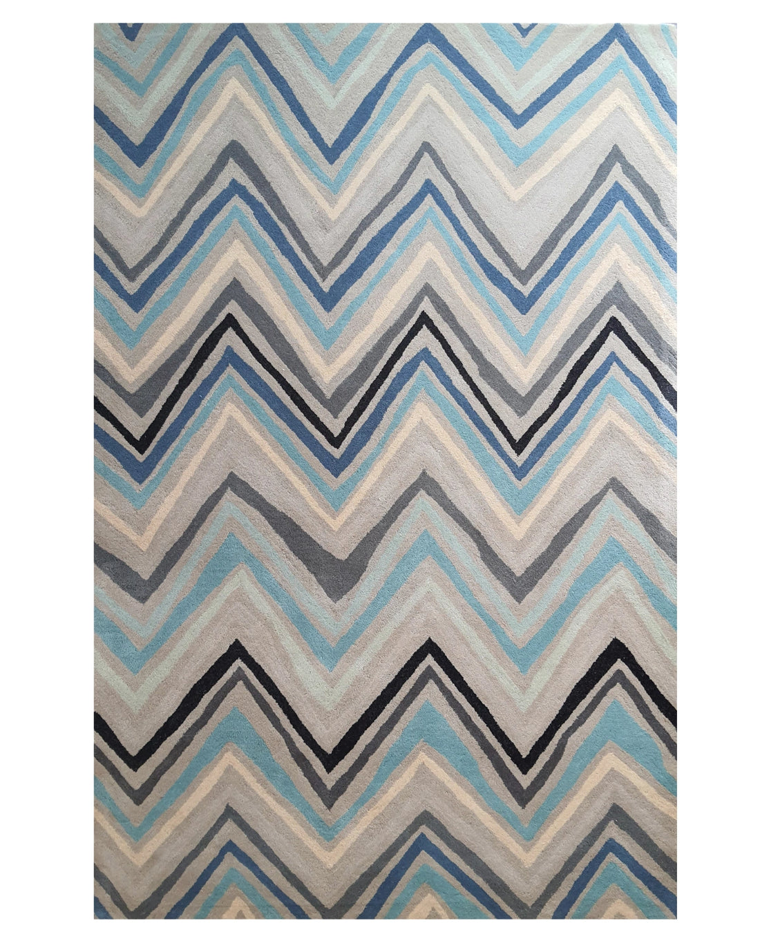 Blue Grey Chevron Pattern Carpet