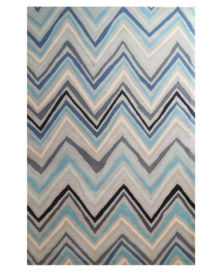 Blue Grey Chevron Pattern Carpet
