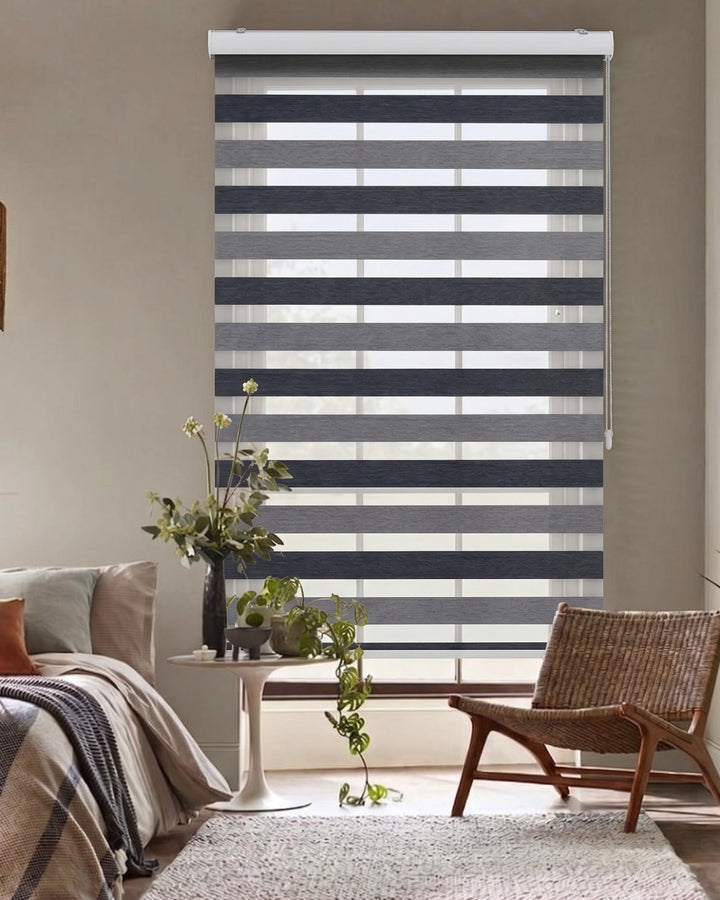 Charcoal Grey Zebra Blind | Custom Made Day & Night Window Blind