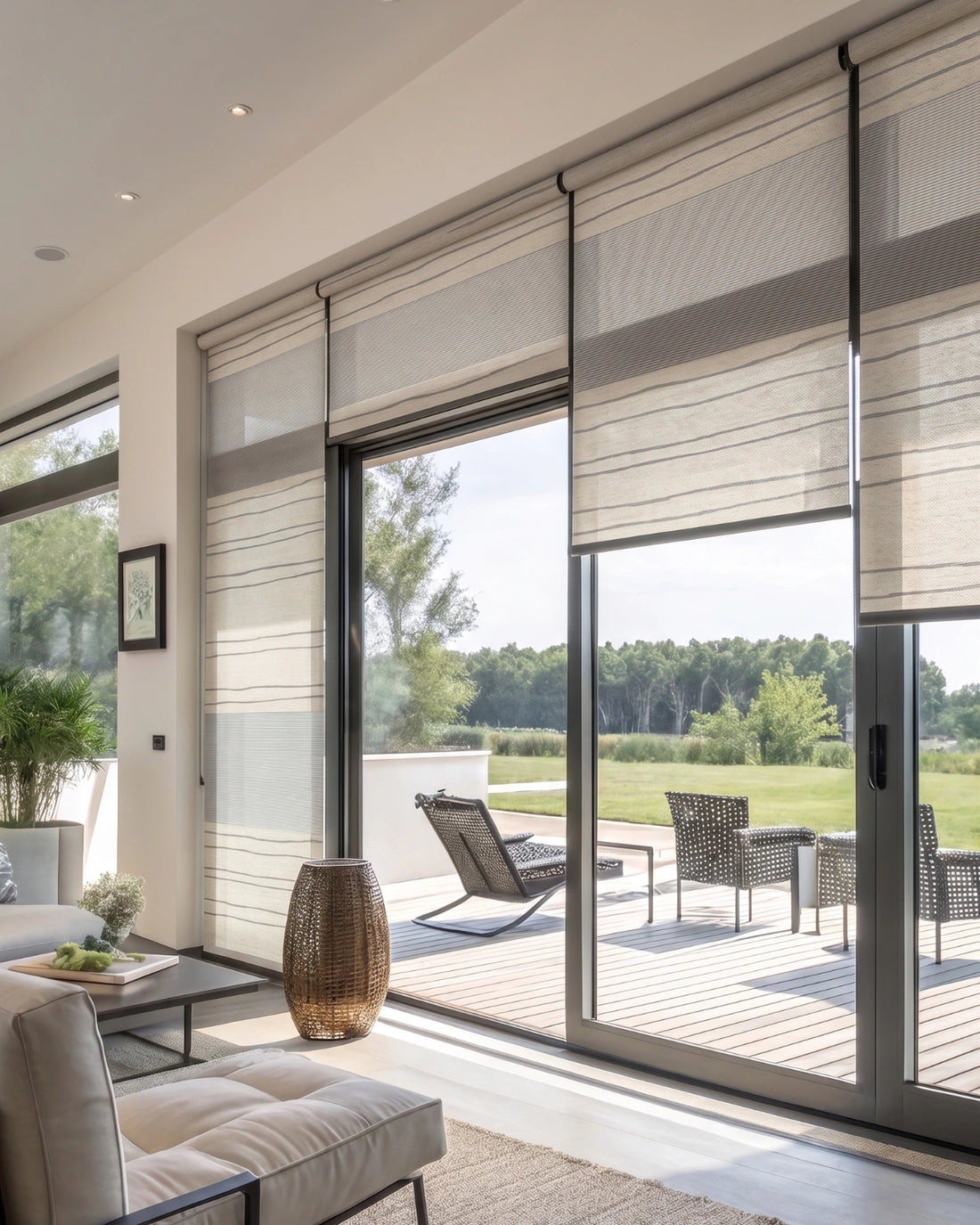 Natural Linen Panel Track Blind | Custom Made Sliding Window & Patio Door Blind