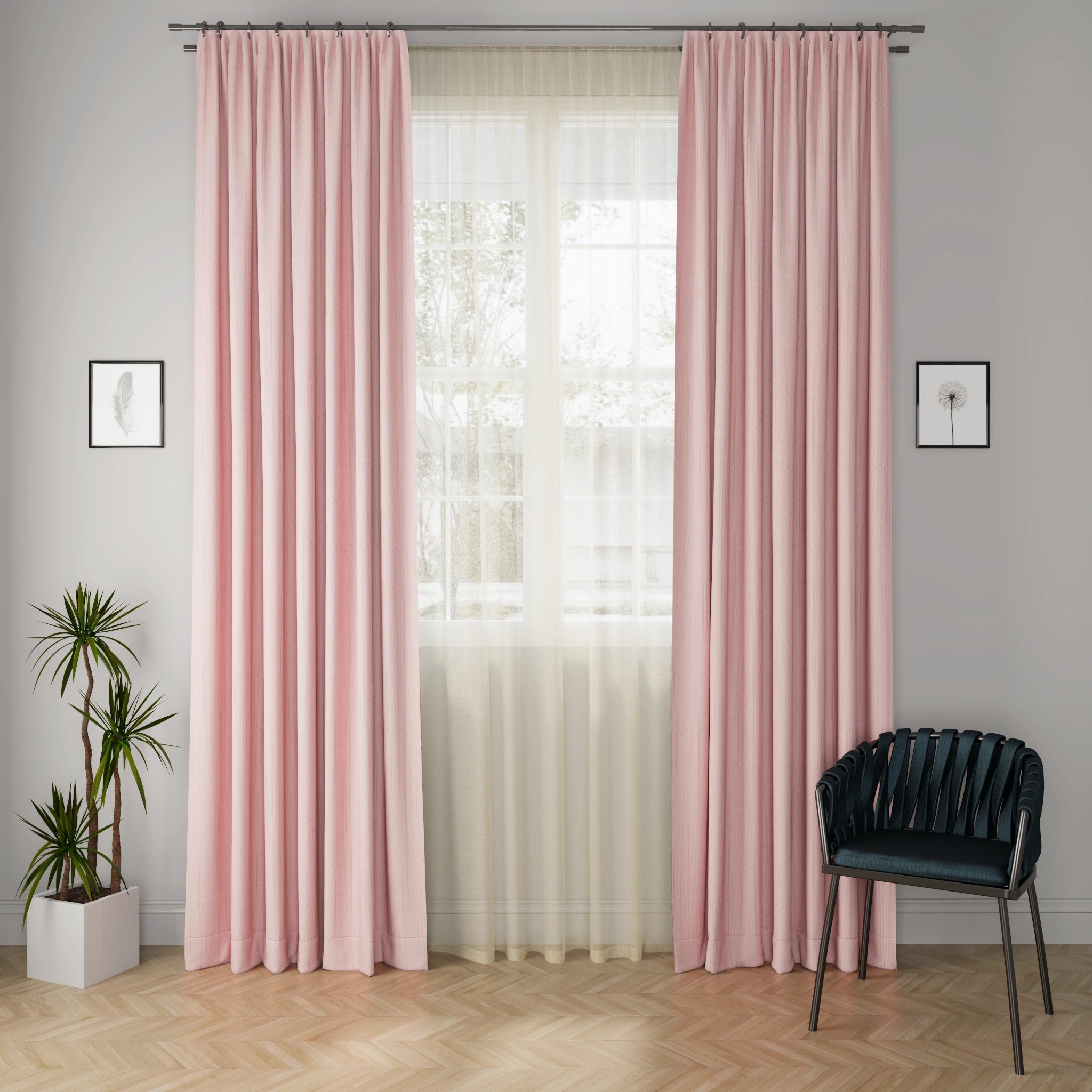 Linux Blush Curtain Fabric