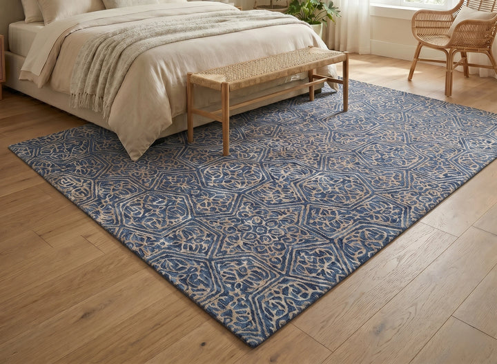 Blue Moroccan Tile Pattern Carpet