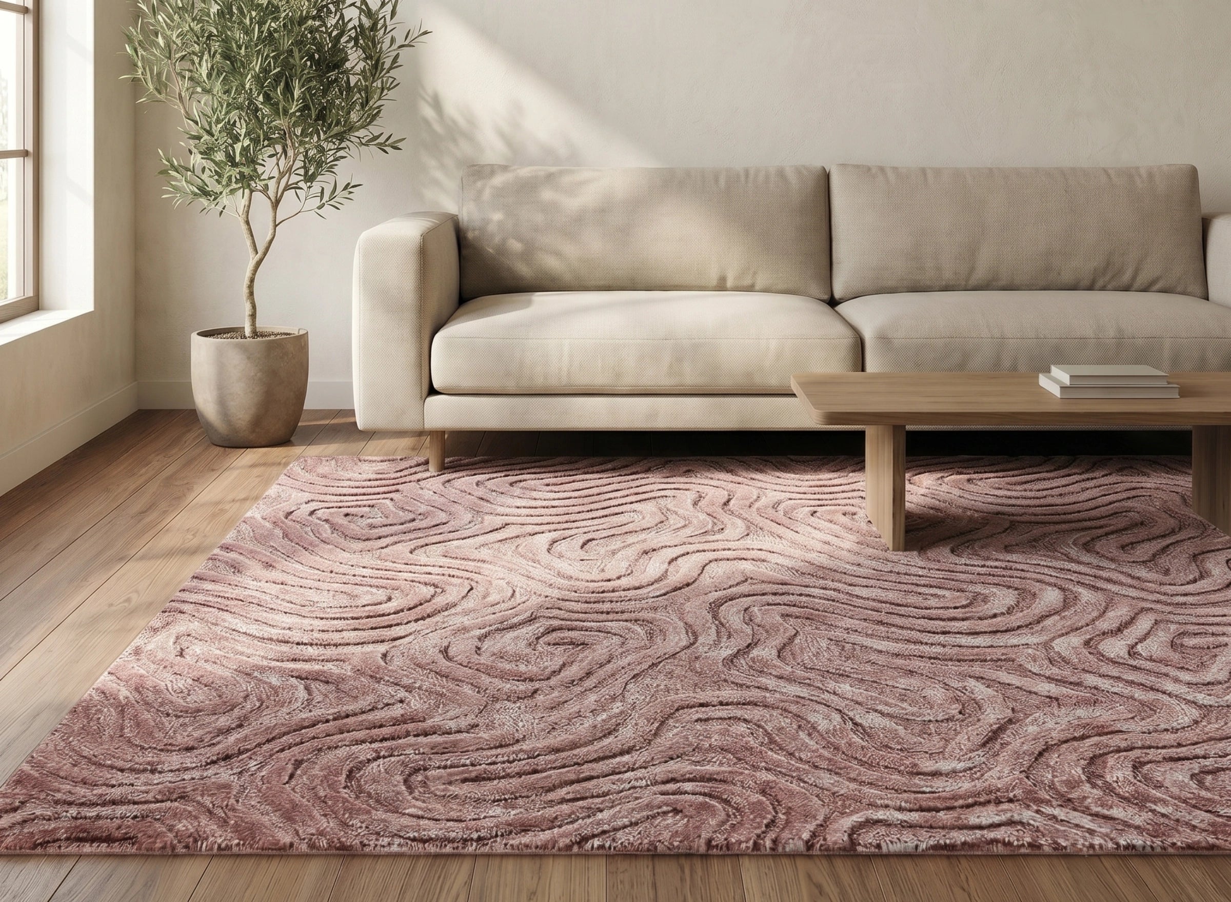 Blush Topographic Abstract Carpet