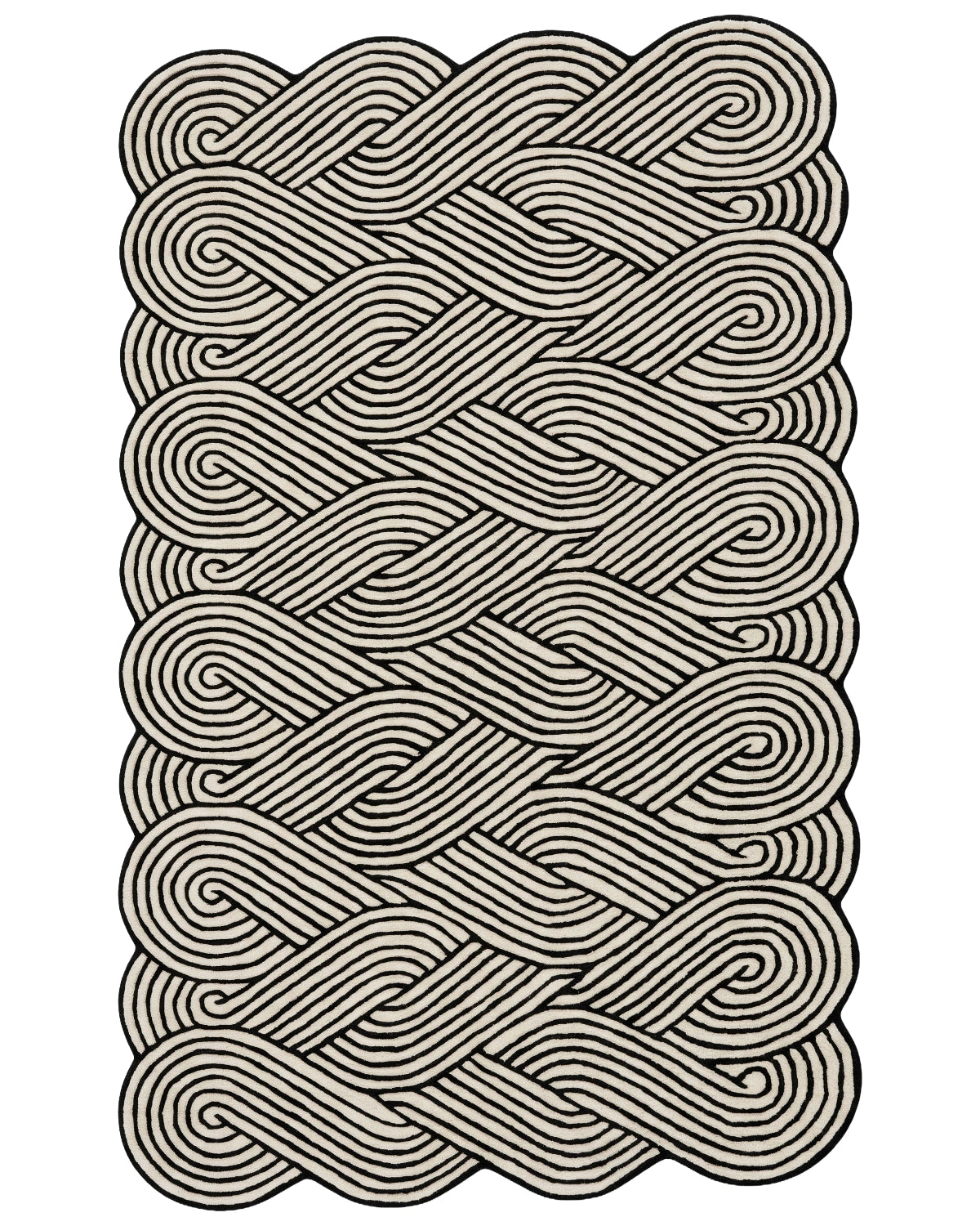 Black & Ivory Interwoven Abstract Designer Carpet