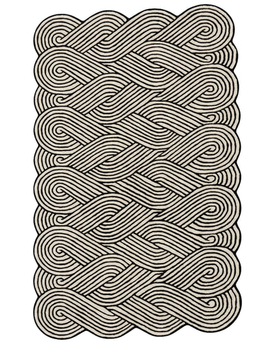Black & Ivory Interwoven Abstract Designer Carpet