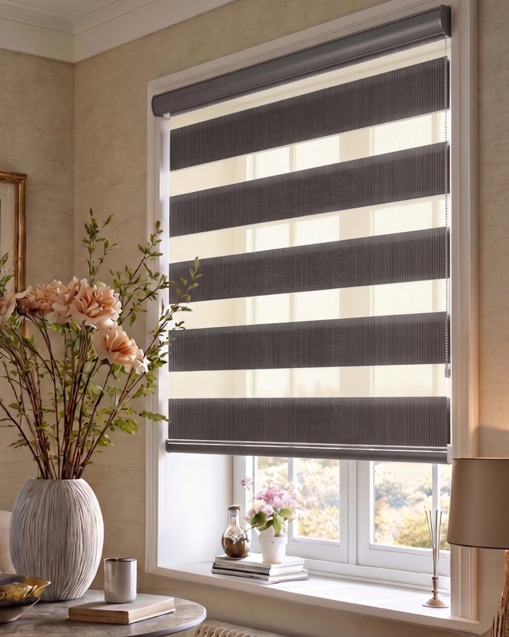 Steel Grey Zebra Blind | Custom Made Day & Night Window Blind