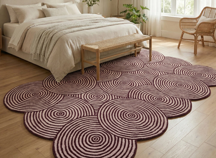 Burgundy Concentric Circle Designer Carpet