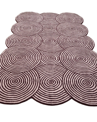 Burgundy Concentric Circle Designer Carpet