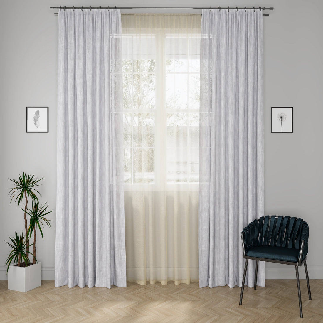 Diva Caspain Grey Curtain Fabric