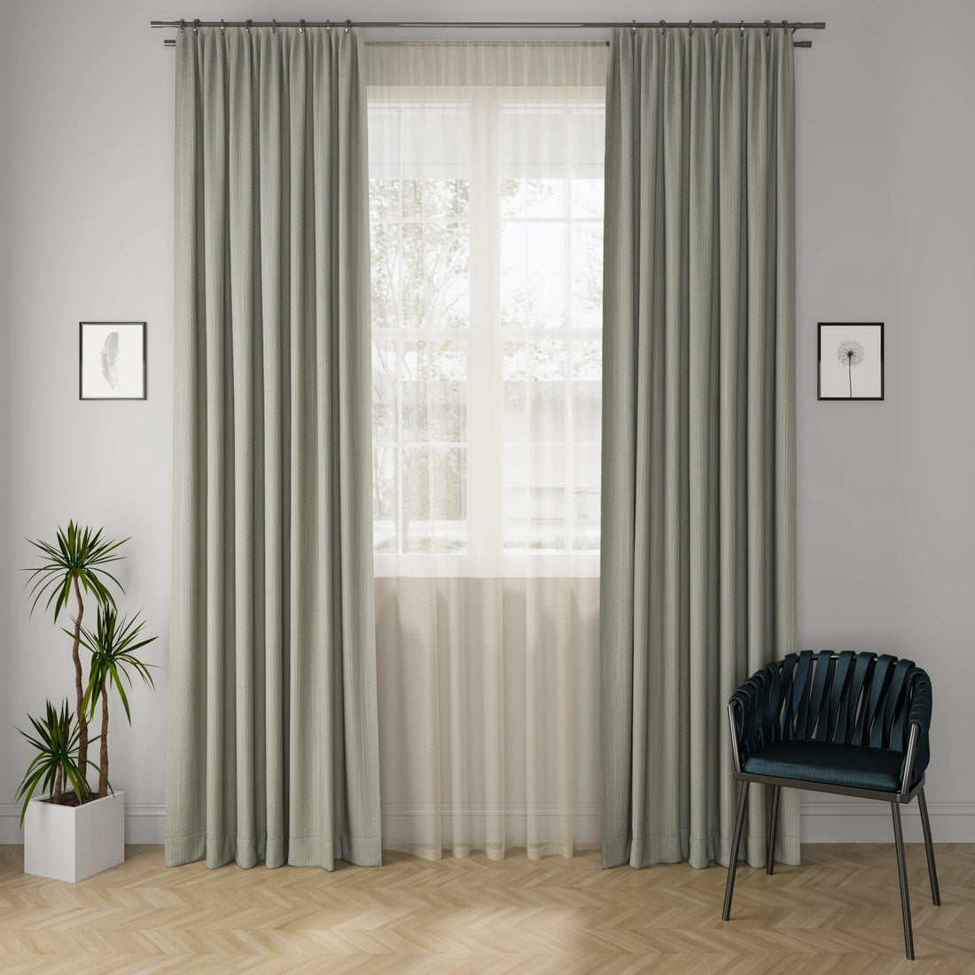 Linux Celery Curtain Fabric