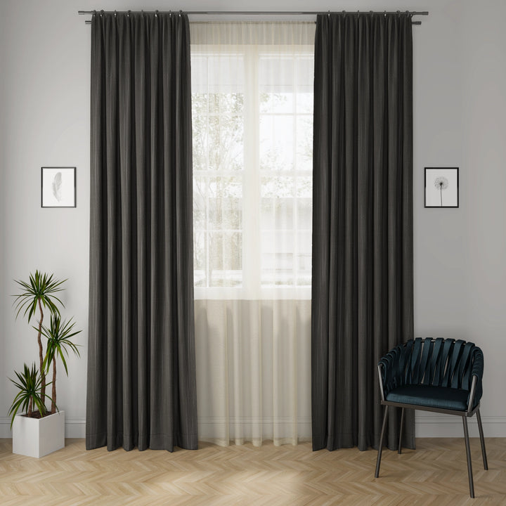 Linux Charcoal Curtain Fabric