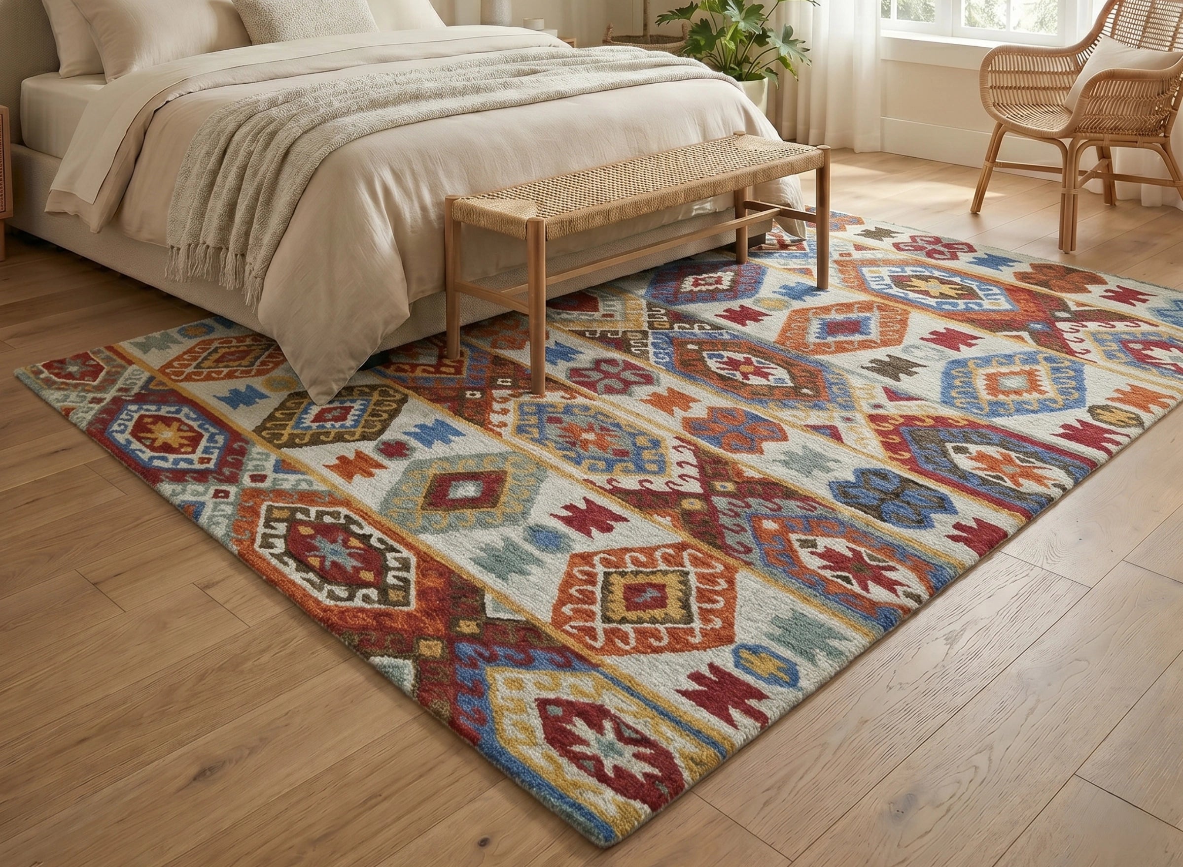 Colorful Tribal Geometric Pattern Carpet