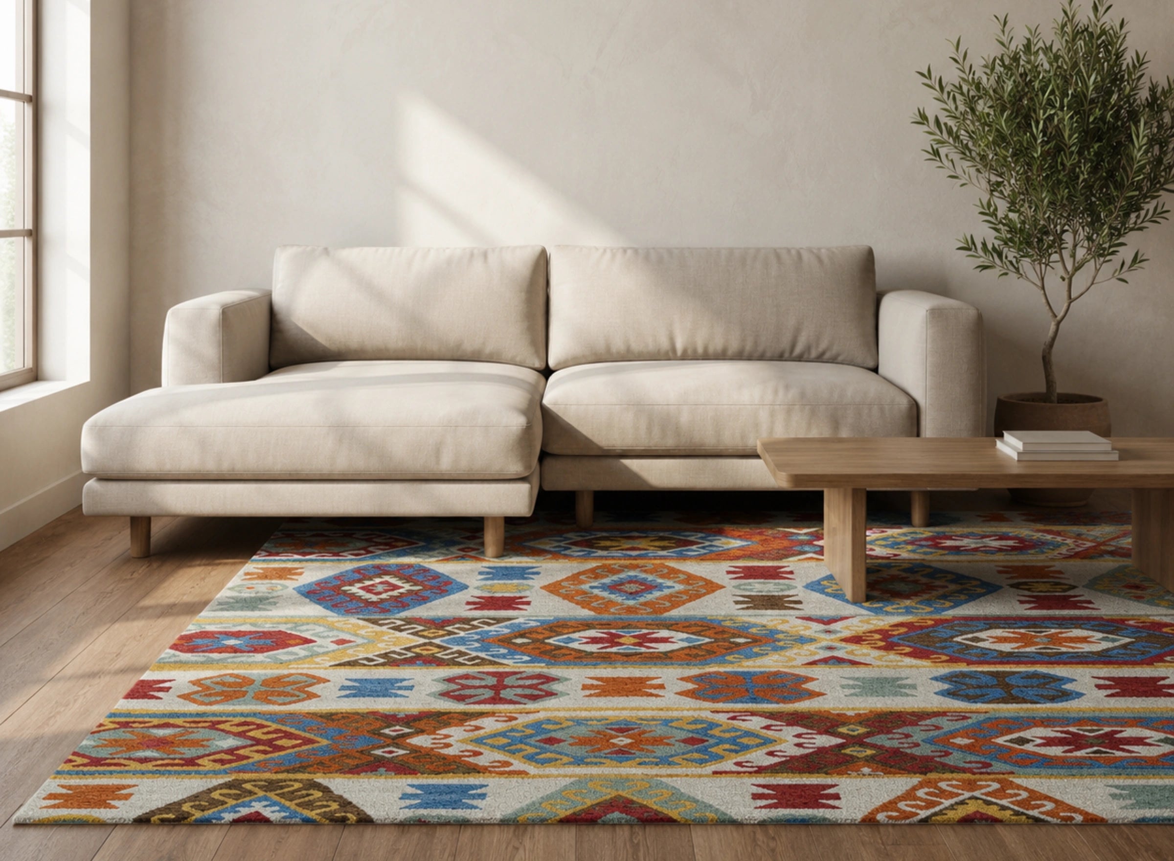 Colorful Tribal Geometric Pattern Carpet