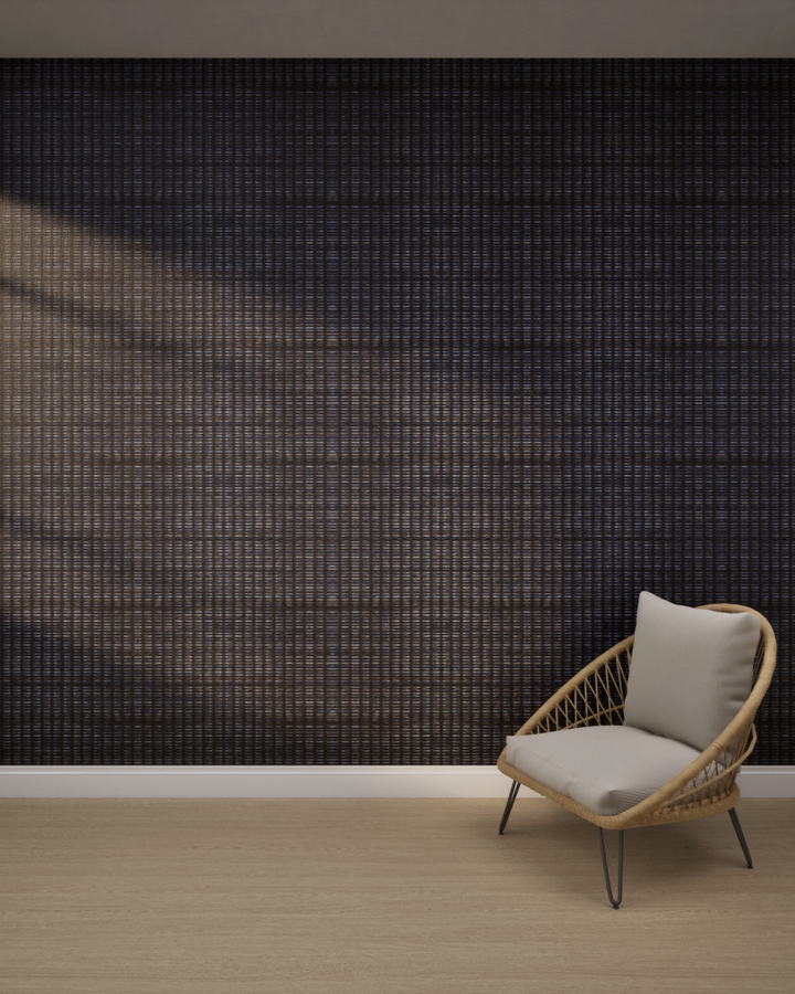Midnight Grid Weave Charcoal Blue Wallpaper