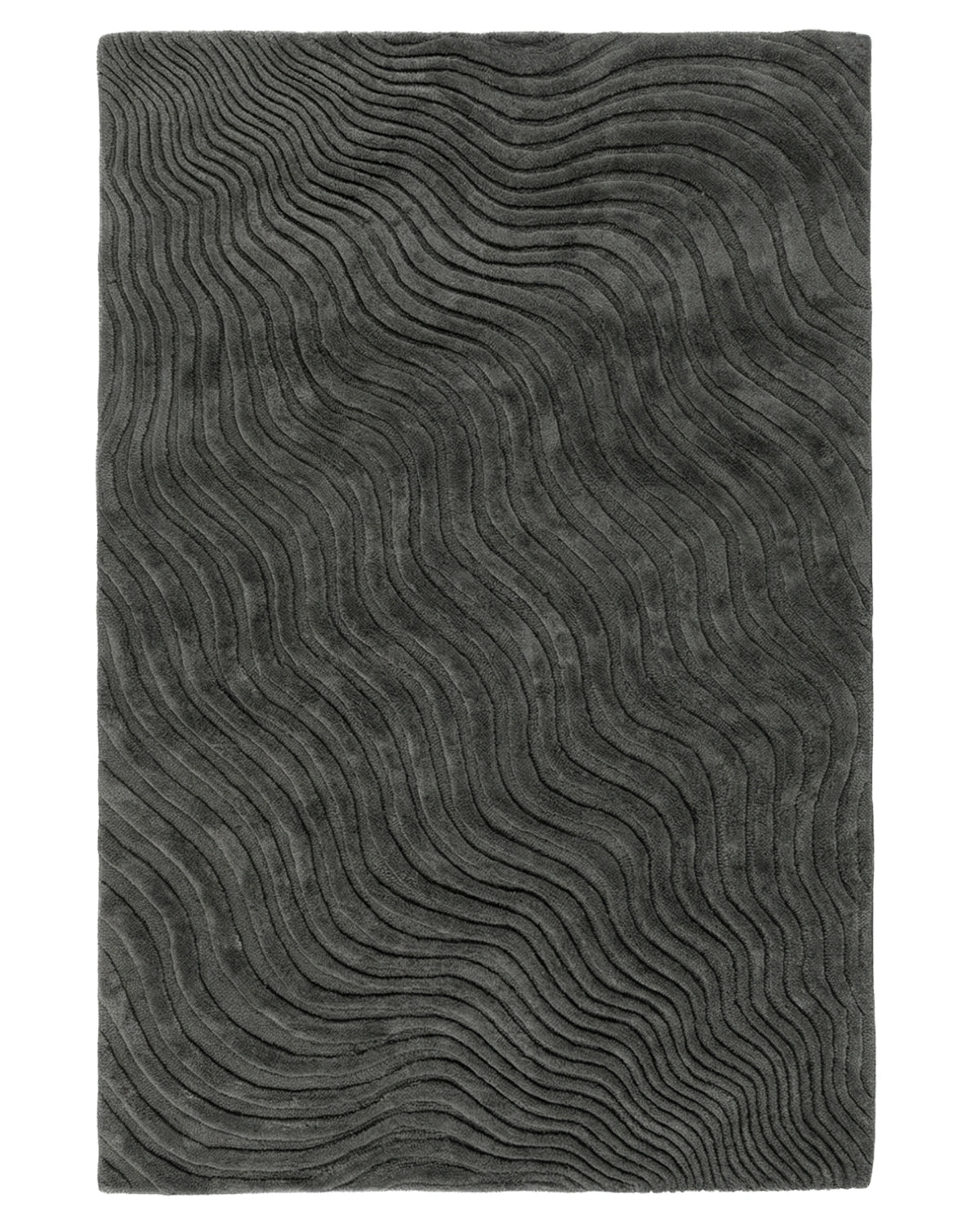 Charcoal Wave Textured Contemporary Carpet