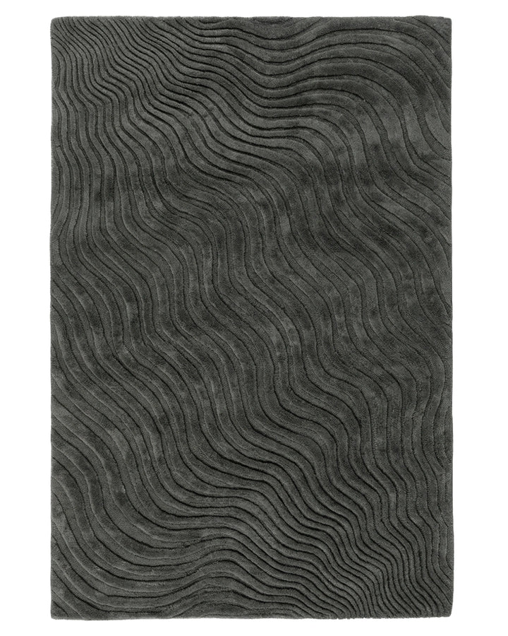 Charcoal Wave Textured Contemporary Carpet