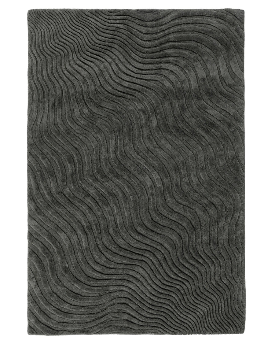 Charcoal Wave Textured Contemporary Carpet