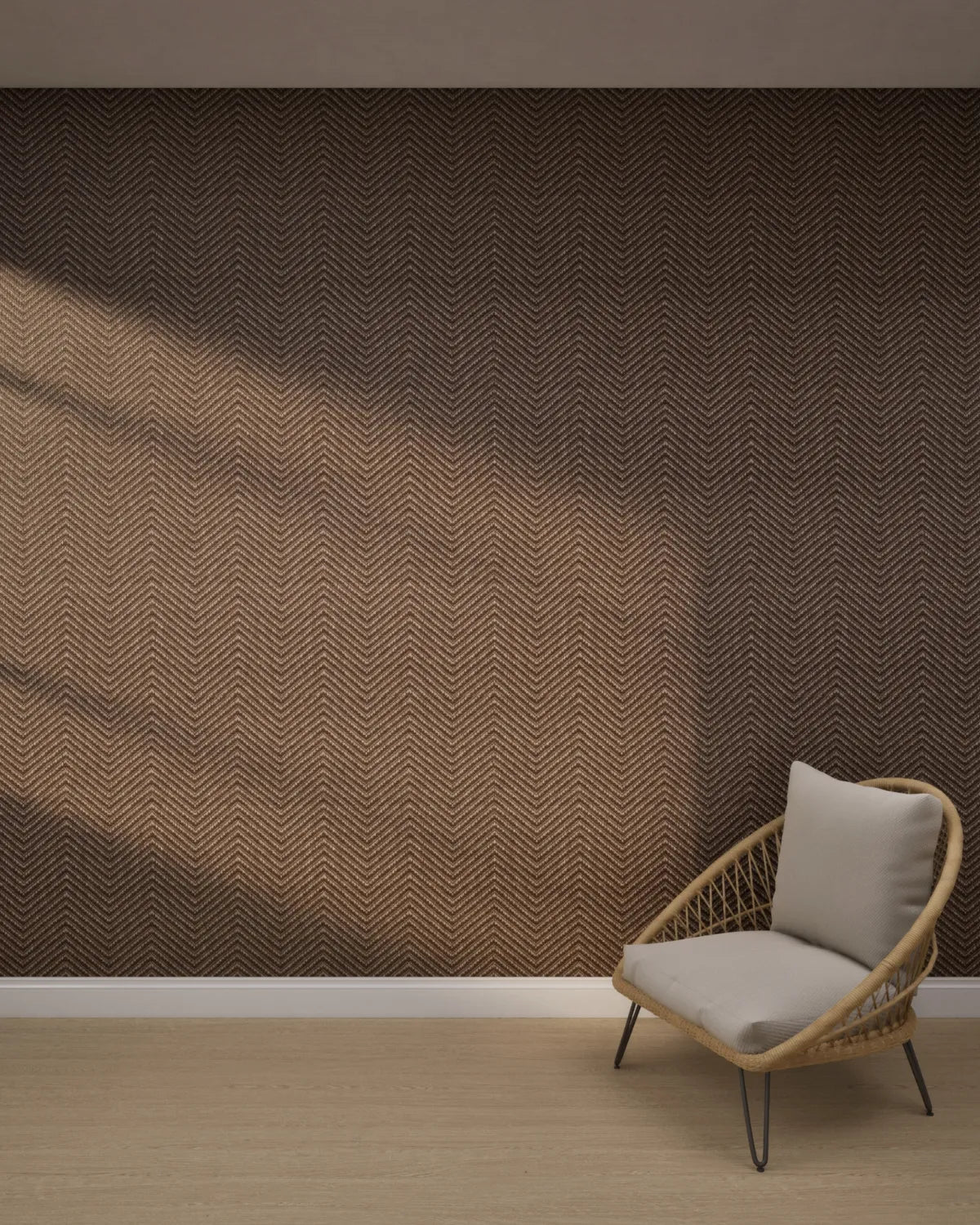 Coffee Chevron Weave Wallpaper