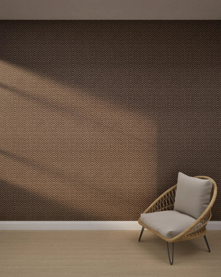 Coffee Chevron Weave Wallpaper