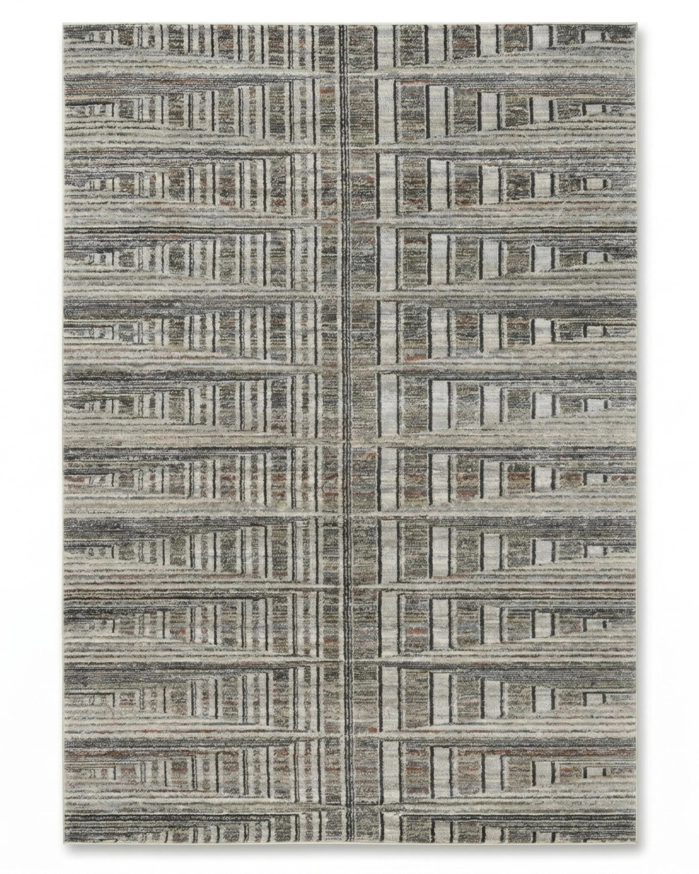 Cream Blue Linear Pattern Carpet