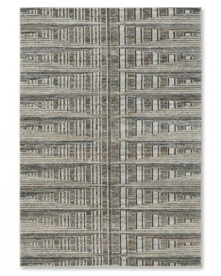 Cream Blue Linear Pattern Carpet