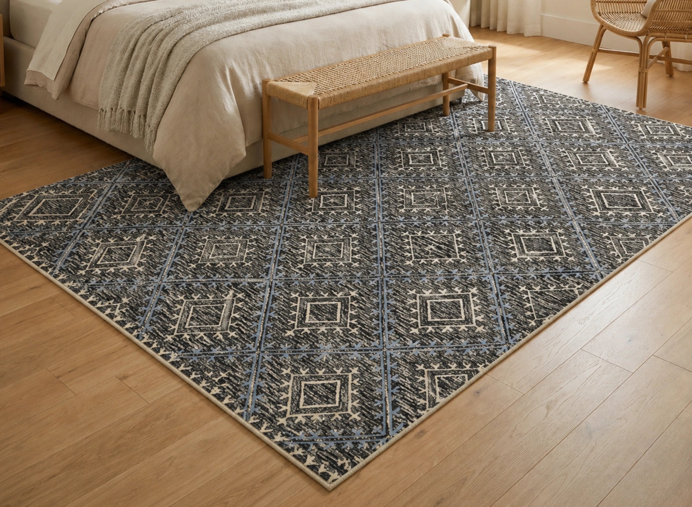 Distressed Diamond Trellis Contemporary Carpet