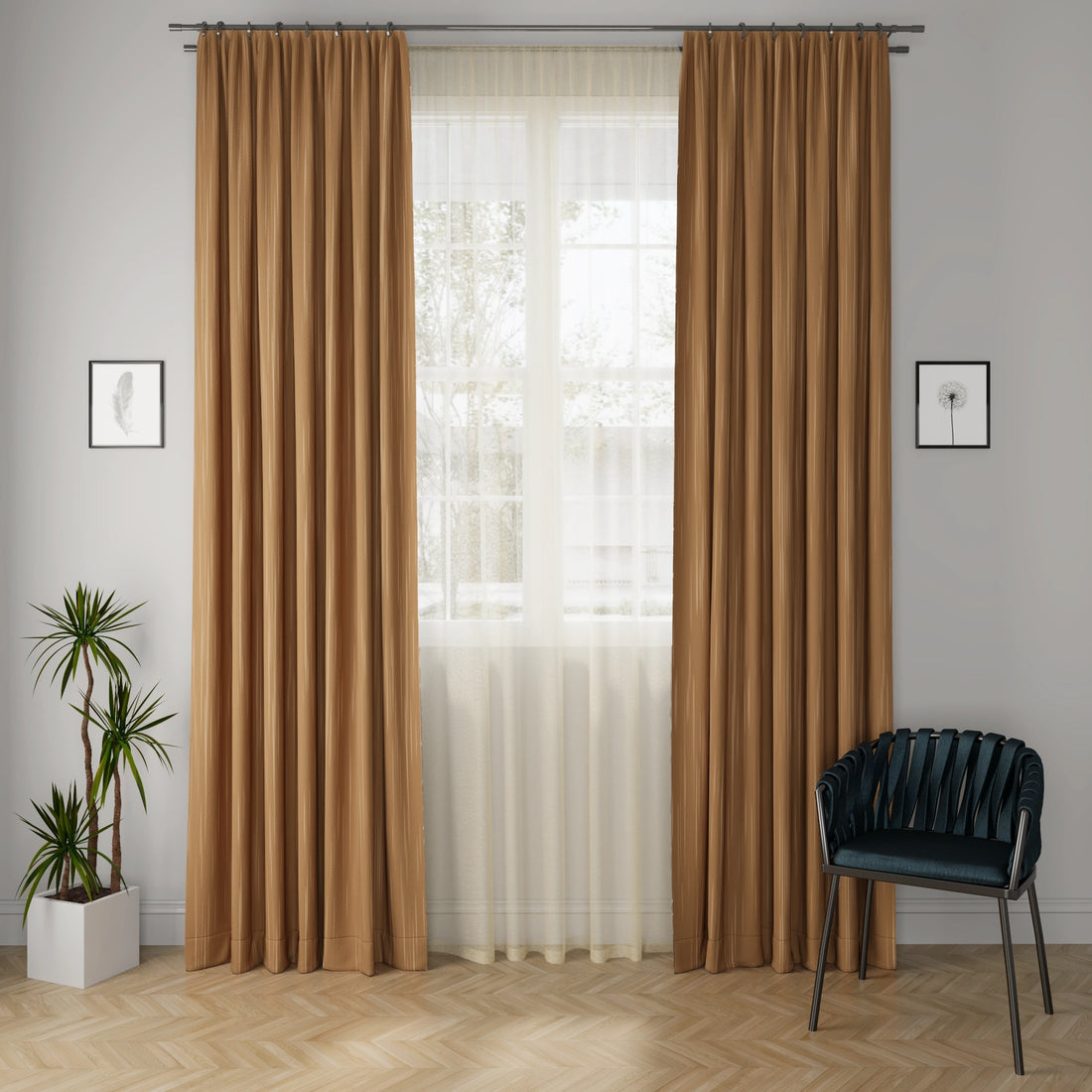 Linux Dijon Curtain Fabric