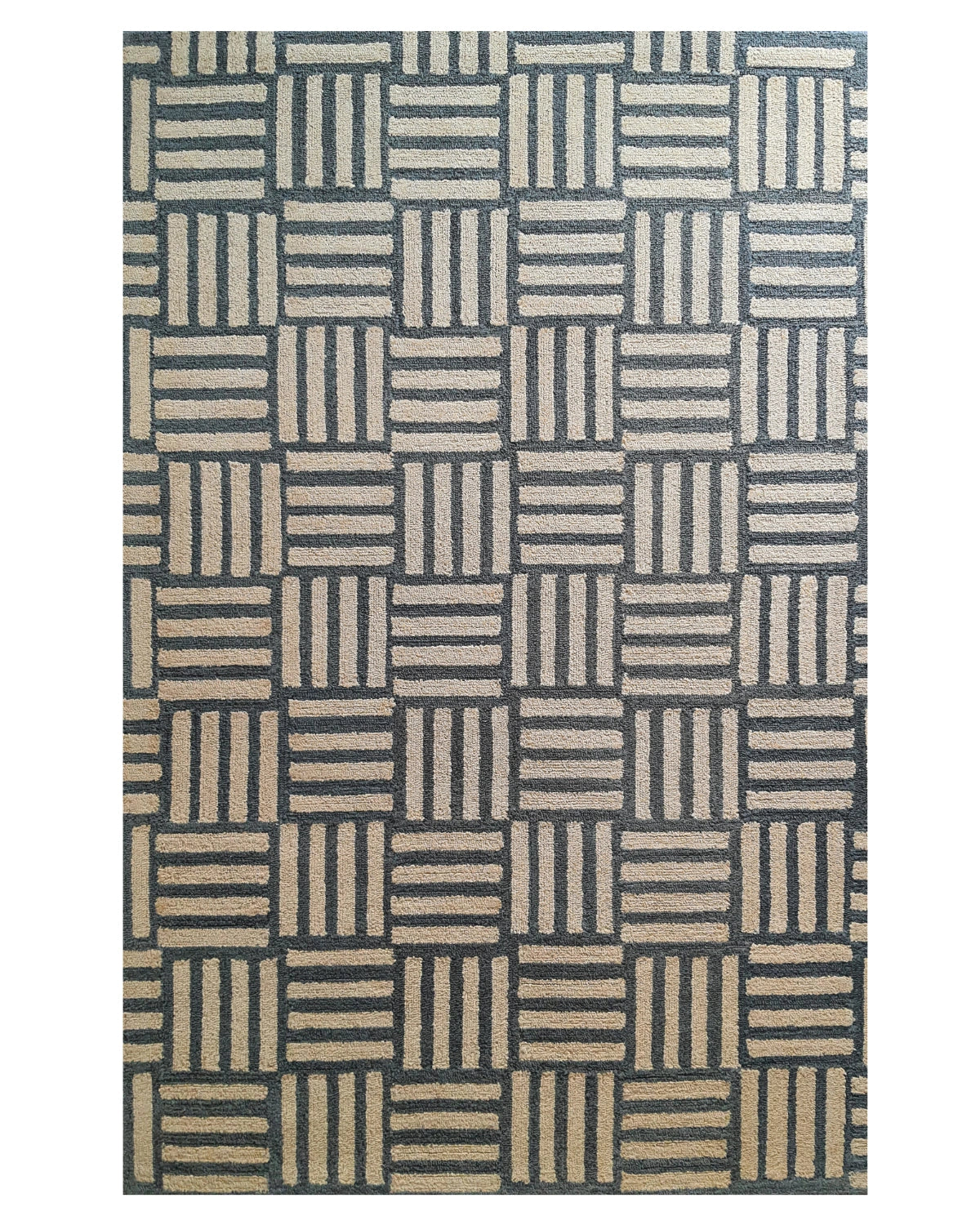 Geometric Basket Weave Grey Carpet
