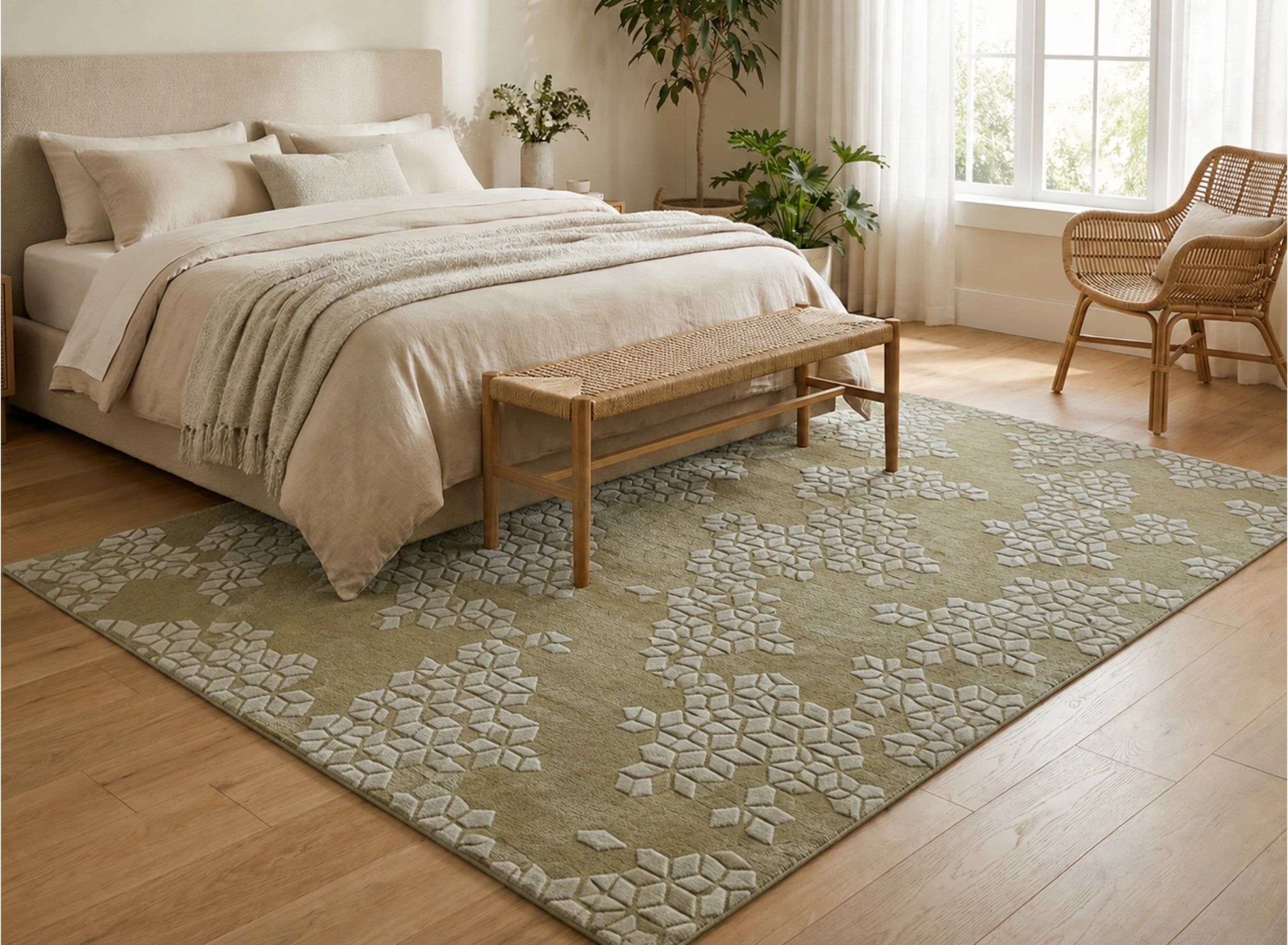 Geometric Cube Mosaic Carpet