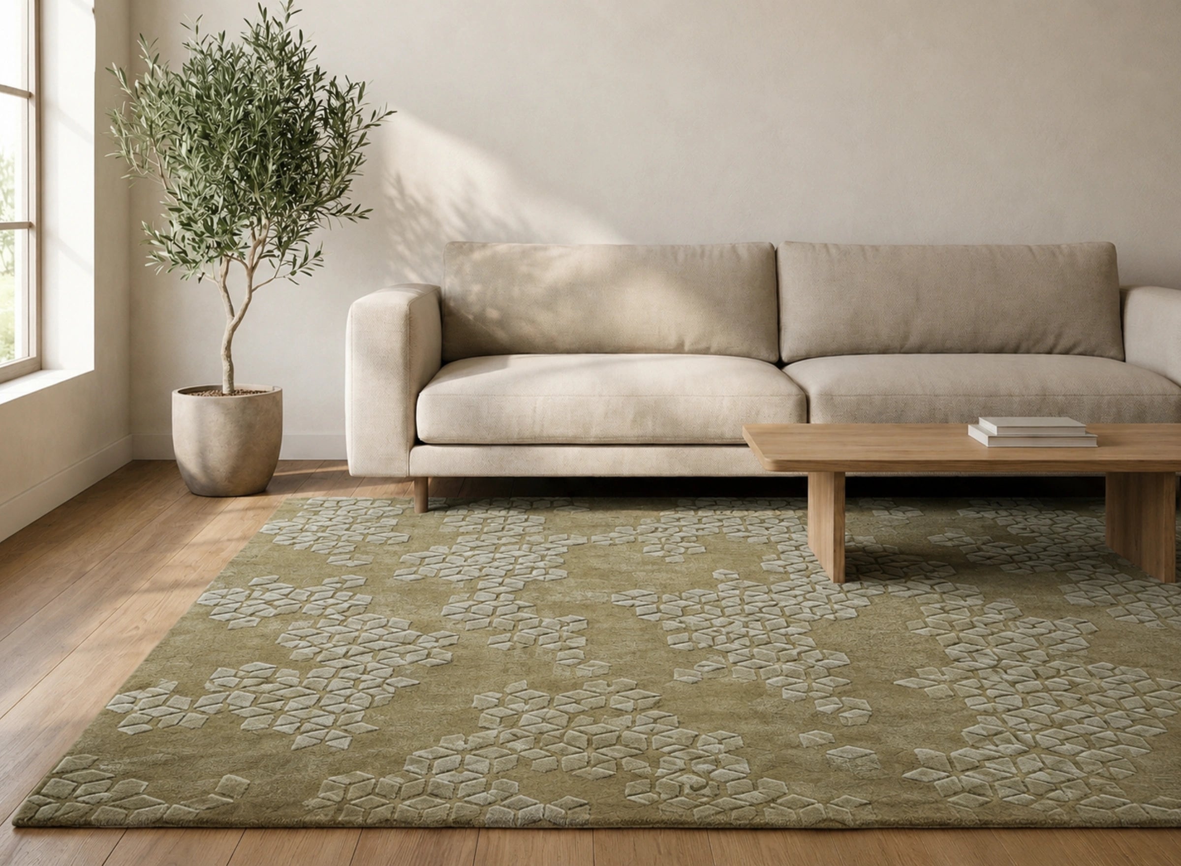 Geometric Cube Mosaic Carpet