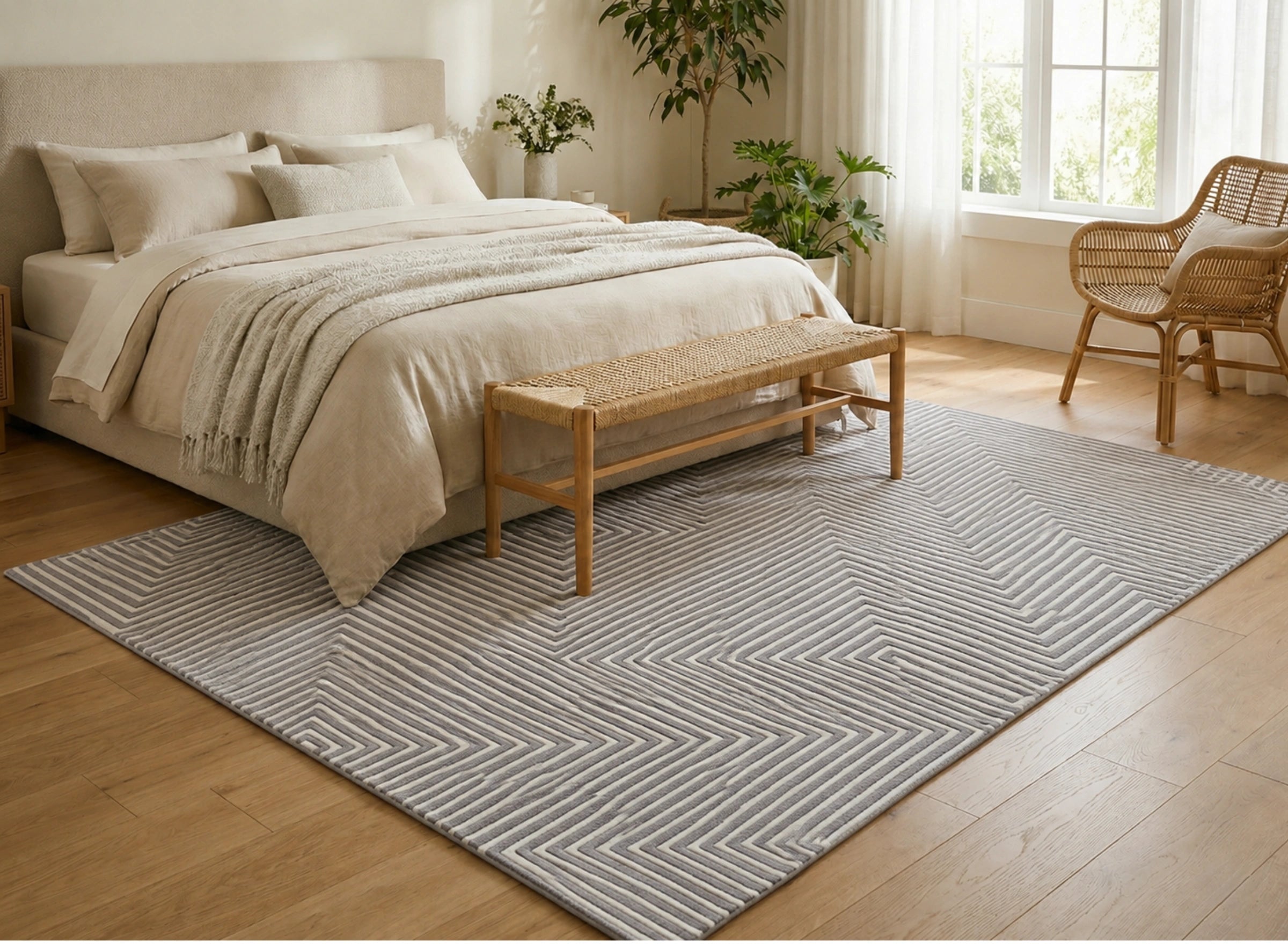 Geometric Maze Line Carpet