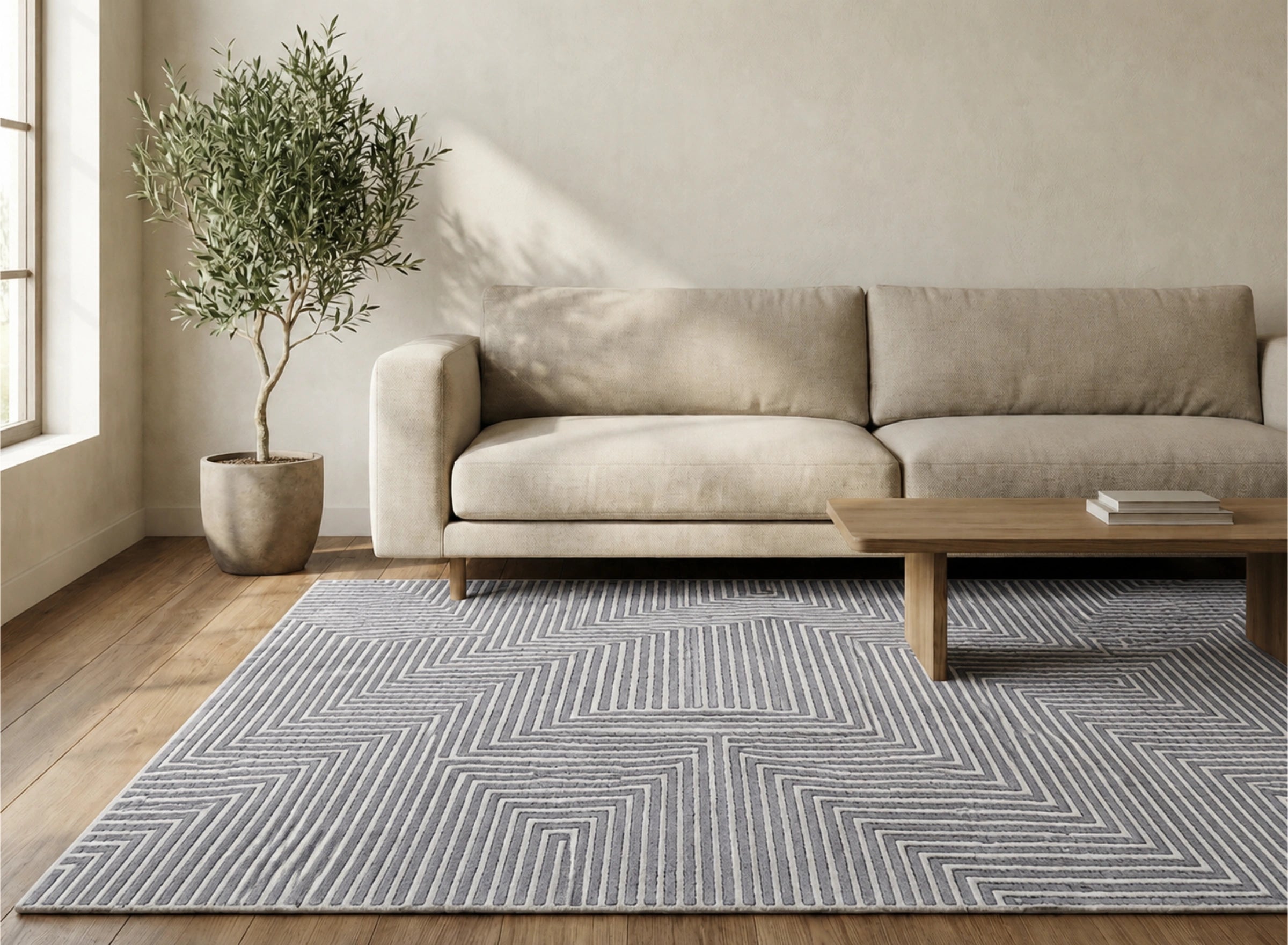Geometric Maze Line Carpet