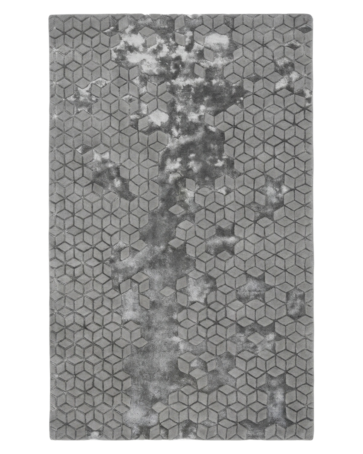 Geometric Cube Pattern Carpet – Grey