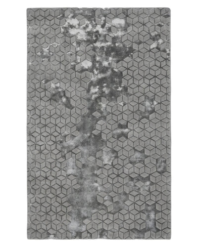 Geometric Cube Pattern Carpet – Grey