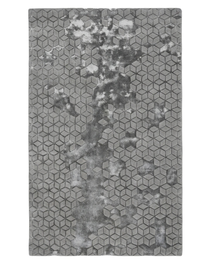 Geometric Cube Pattern Carpet – Grey
