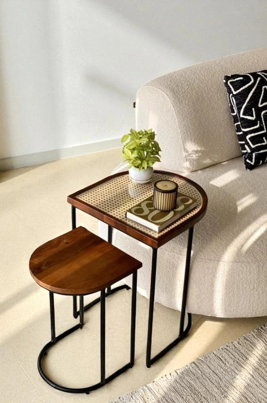 Nesting Side Table Set of 2 – Honey Brown Finish
