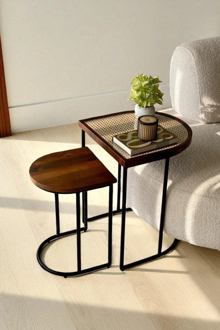 Nesting Side Table Set of 2 – Honey Brown Finish