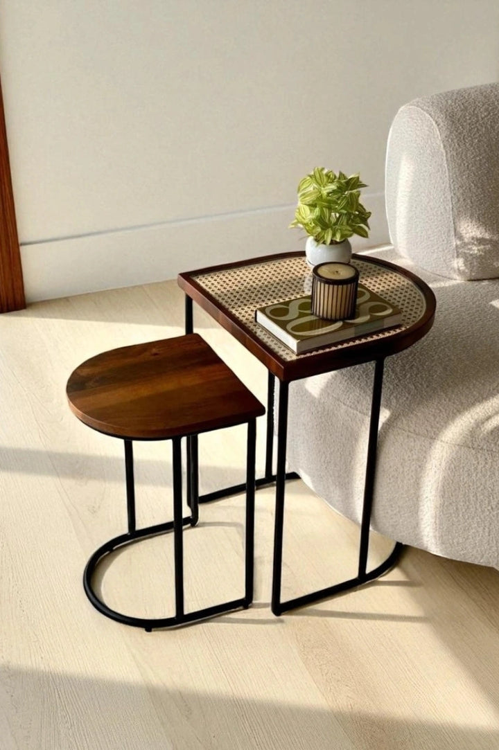 Nesting Side Table Set of 2 – Honey Brown Finish