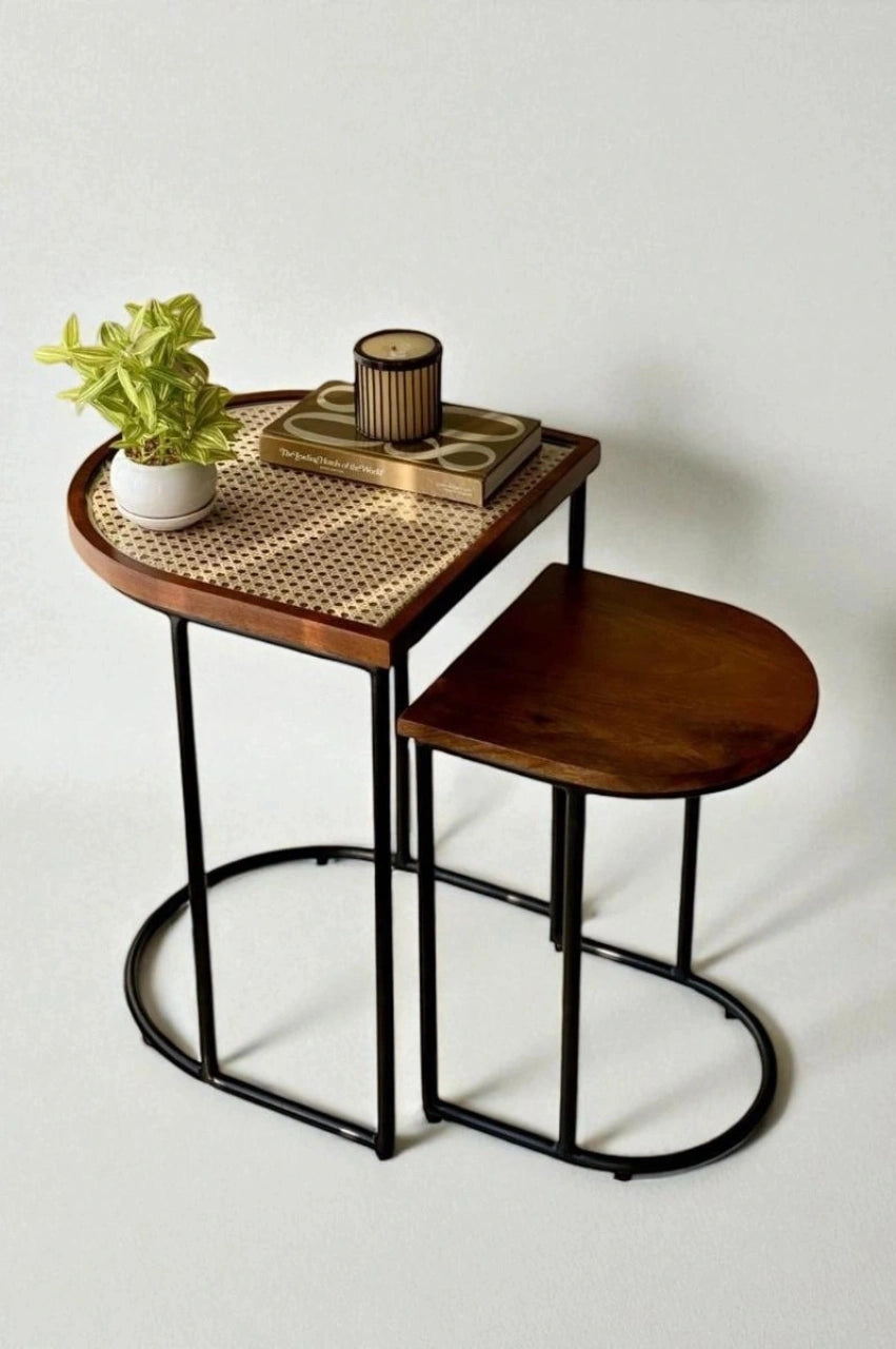 Nesting Side Table Set of 2 – Honey Brown Finish
