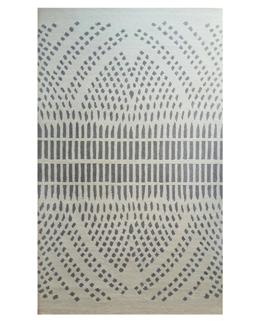 Ivory Grey Geometric Tribal Pattern Carpet