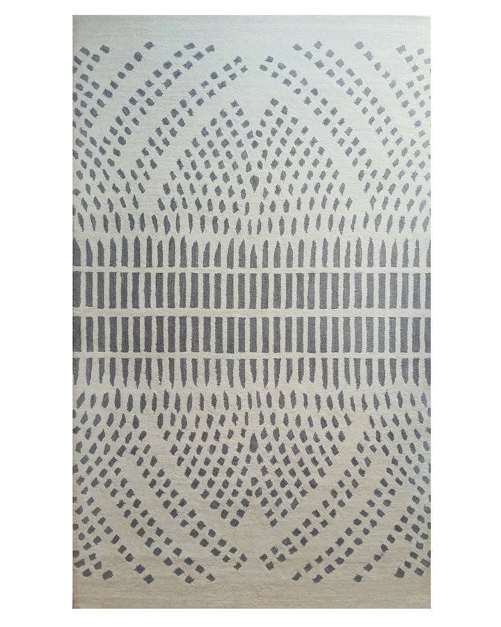 Ivory Grey Geometric Tribal Pattern Carpet
