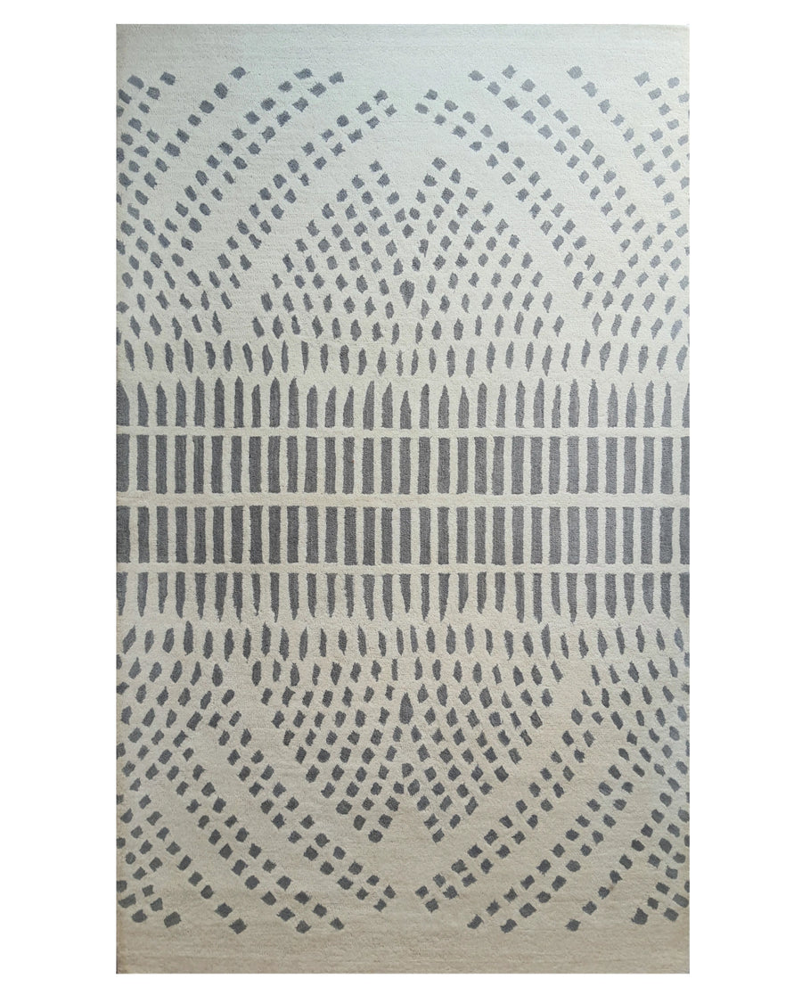 Ivory Grey Geometric Tribal Pattern Carpet